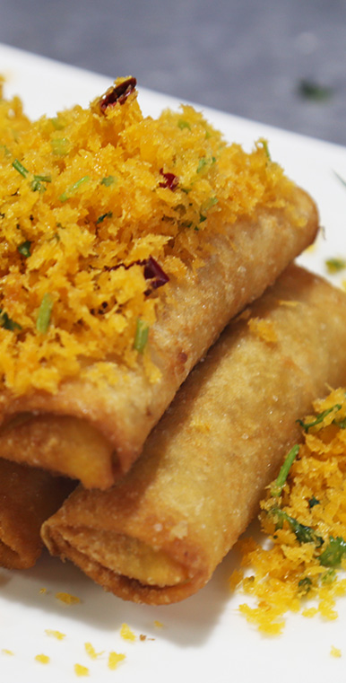 金沙鲜虾蟹粉卷